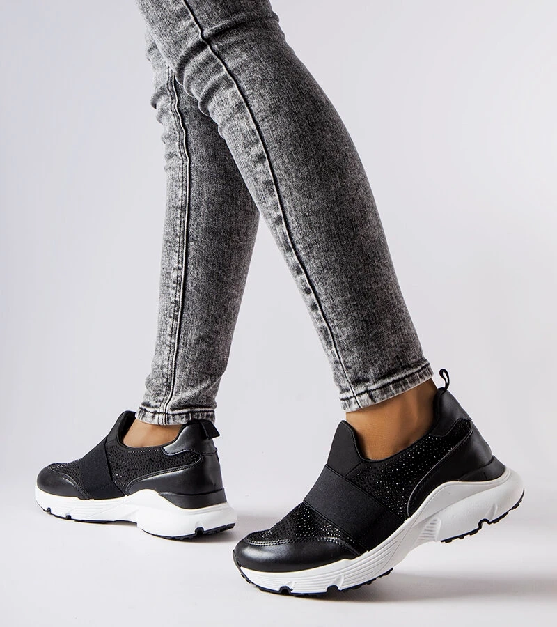 Czarne sneakersy z cyrkoniami Algiso
