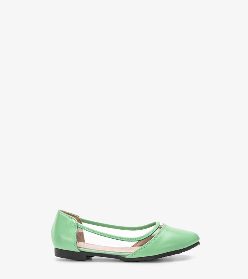 Zielone półtransparentne balerinki Juva