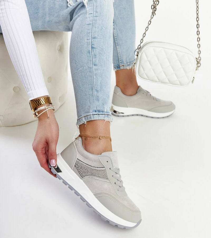 Szare sneakersy na platformie Lubna