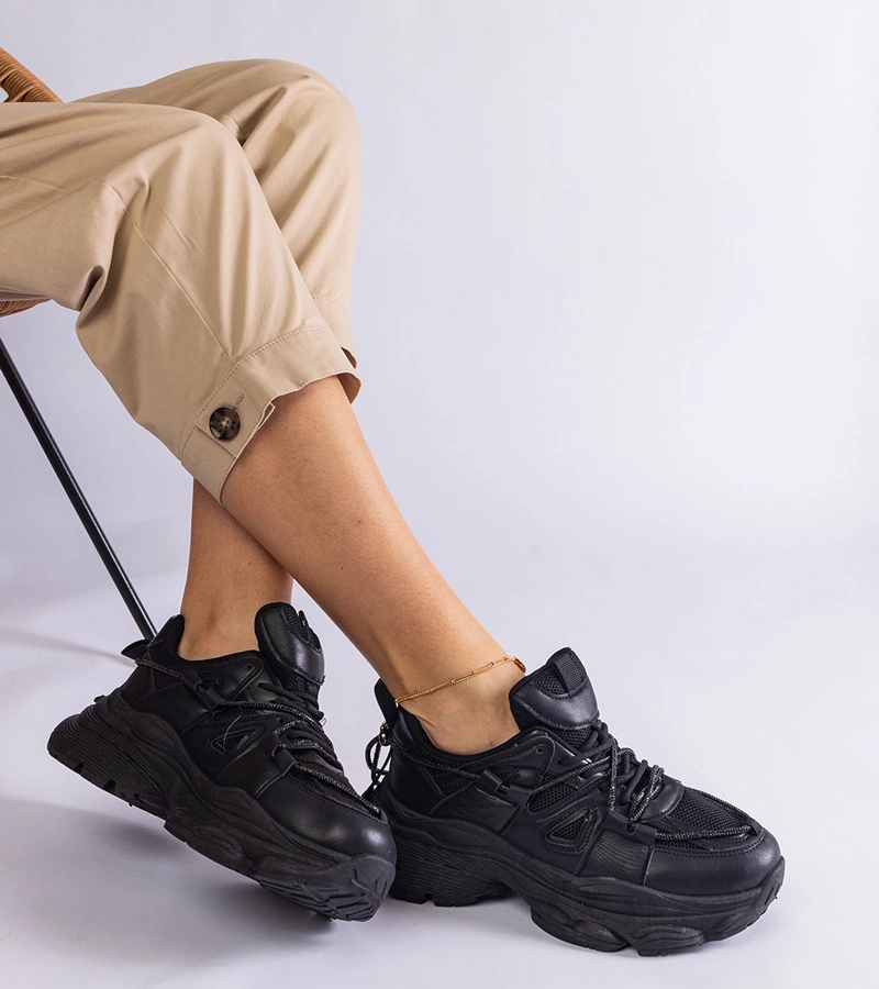 Czarne sneakersy sportowe damskie Ivett