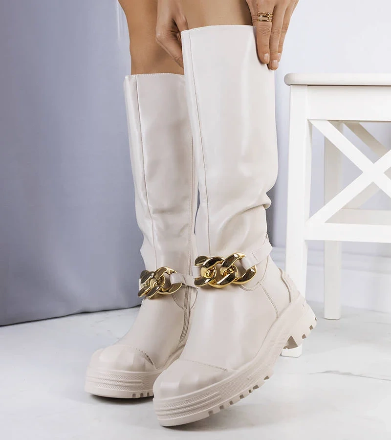 Beżowe ocieplane kozaki Cerreto