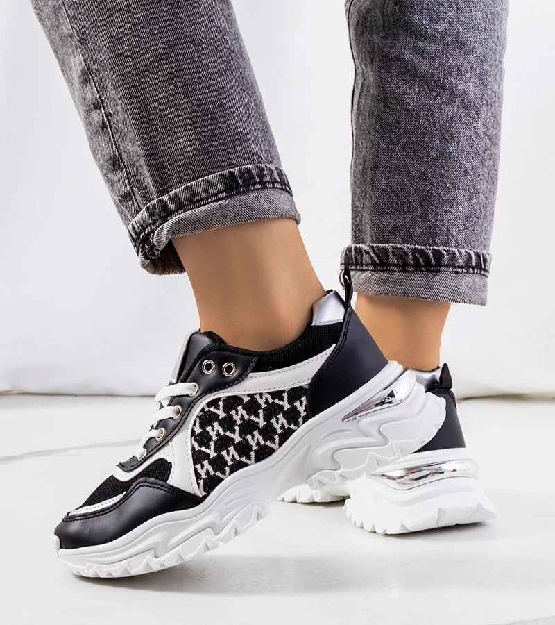 Biało czarne sneakersy damskie Florival