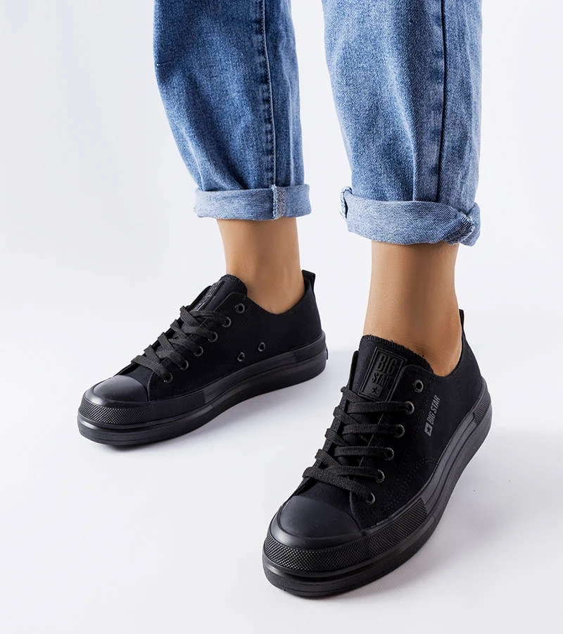 Czarne trampki na platformie Big Star LL274967