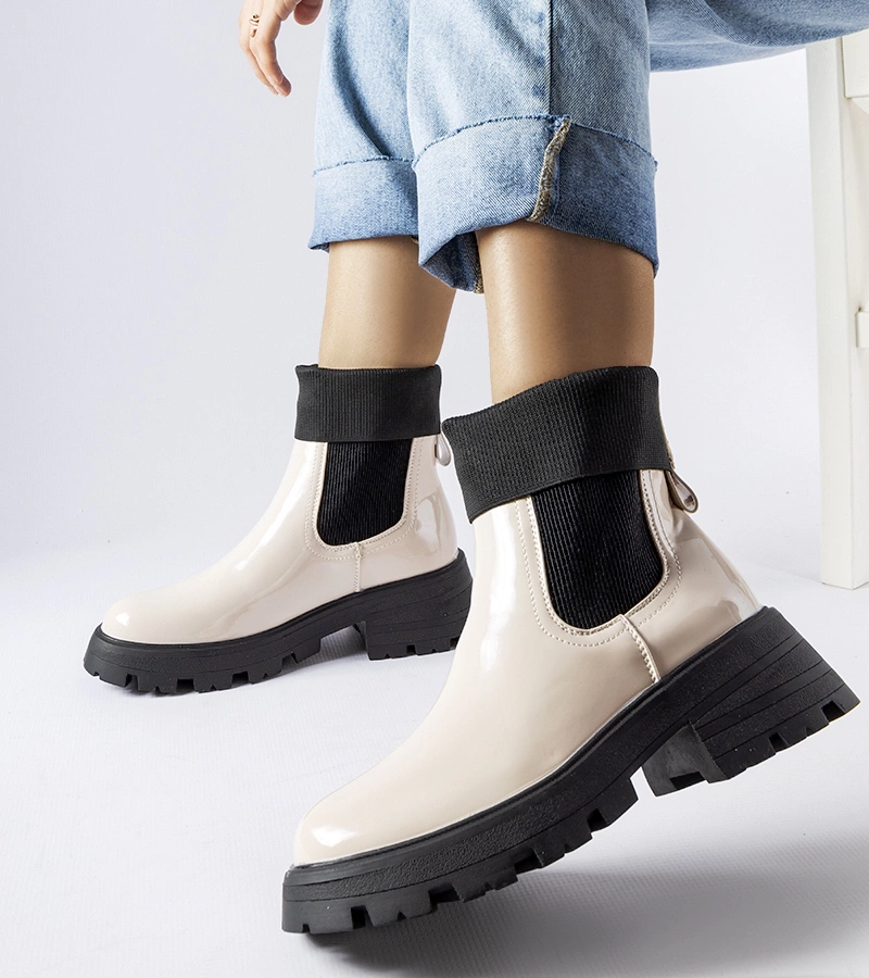 Beżowe wsuwane botki workery Breolungi