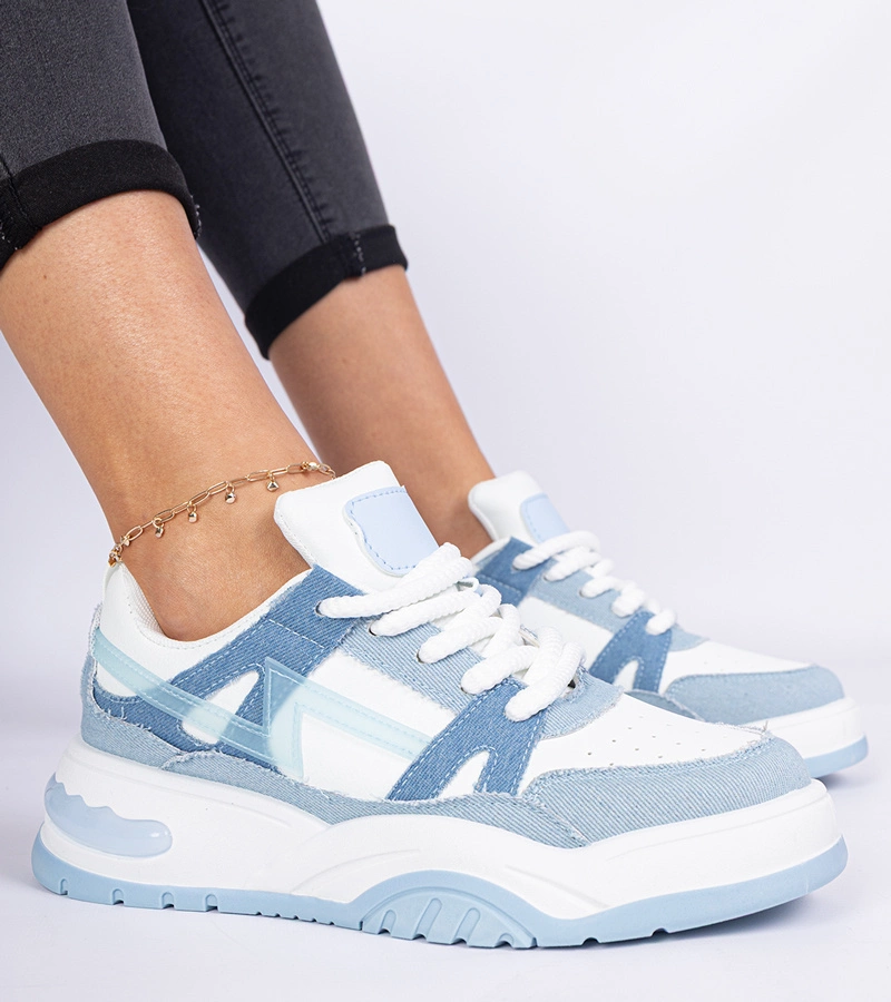 Jeansowe sneakersy z grubymi sznurówkami Luciana