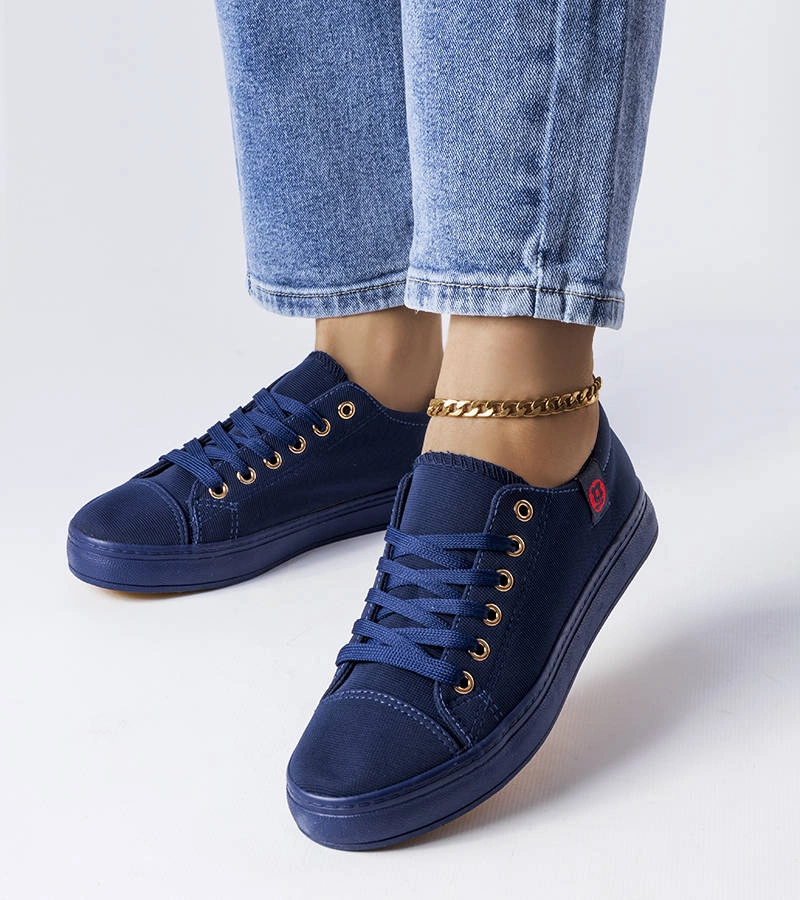 Granatowe materiałowe tenisówki Descoteaux