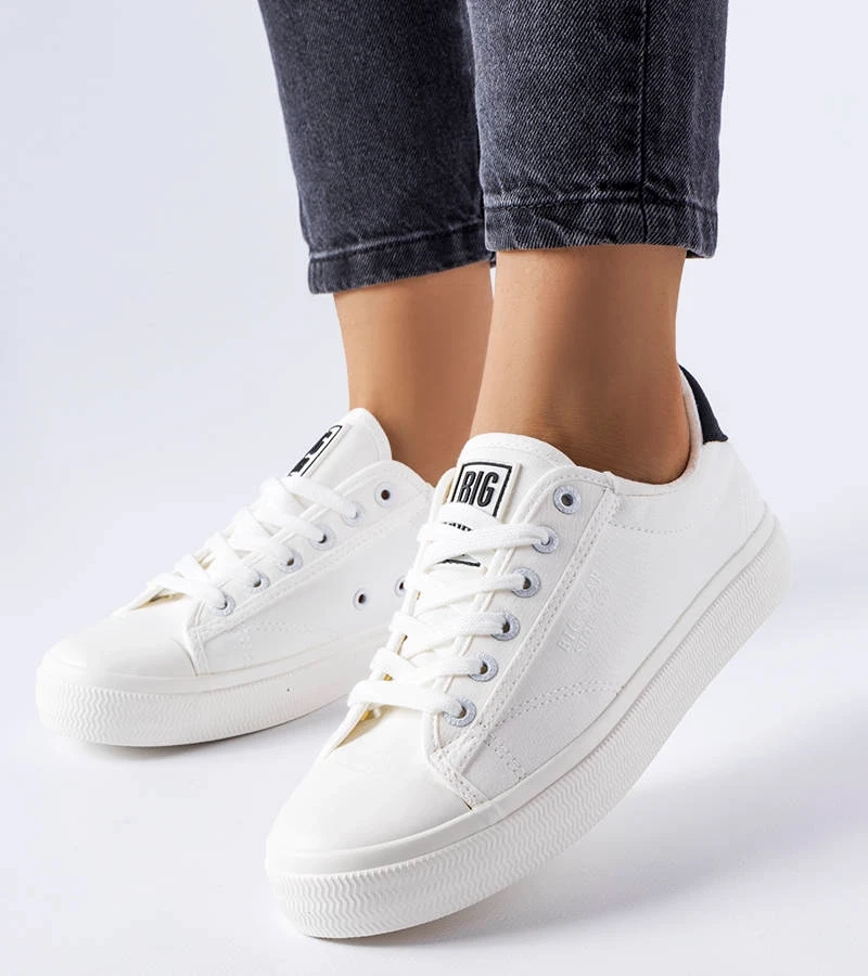 Białe materiałowe tenisówki Big Star LL274091