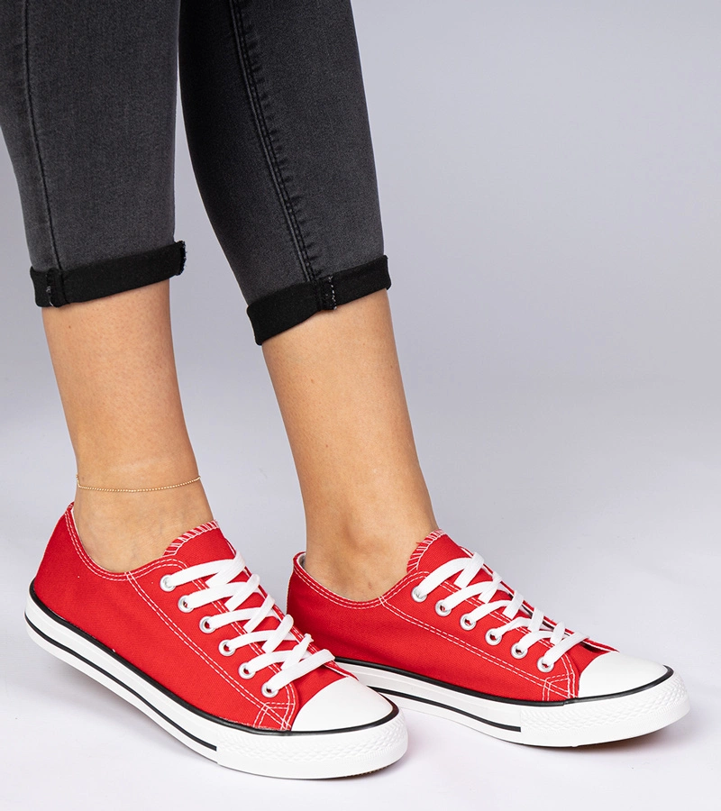 Czerwone klasyczne damskie trampki Menfis