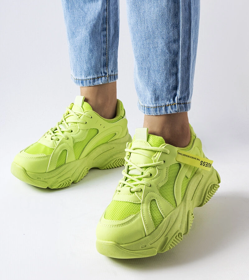 Zielone sneakersy na grubej podeszwie Amendola