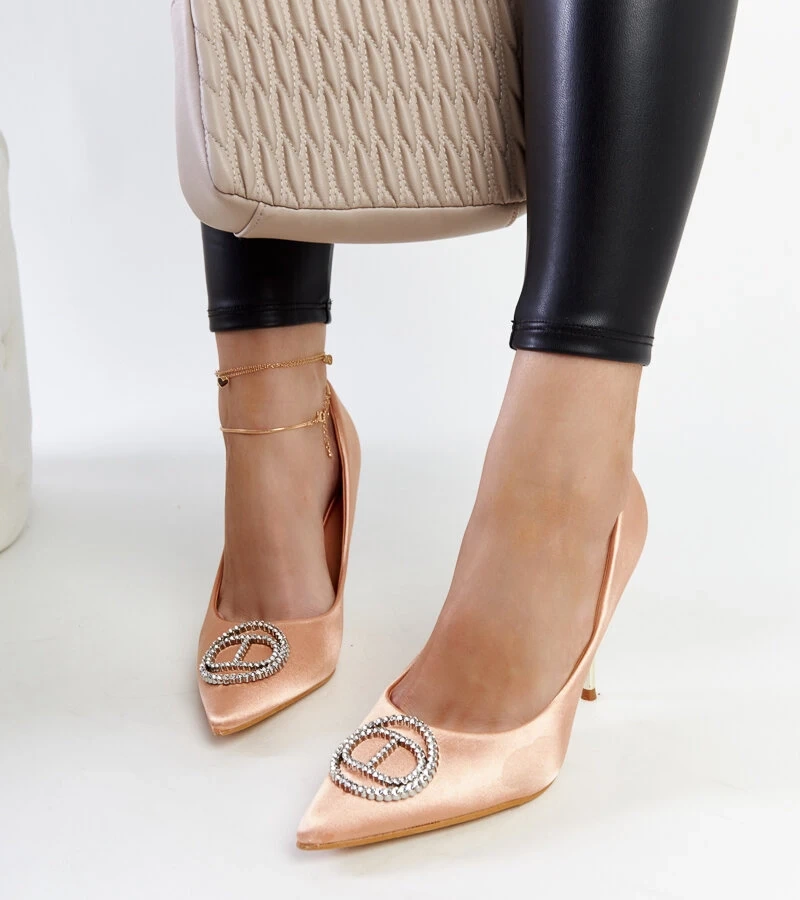 Jasnoróżowe szpilki z cyrkoniami Elife