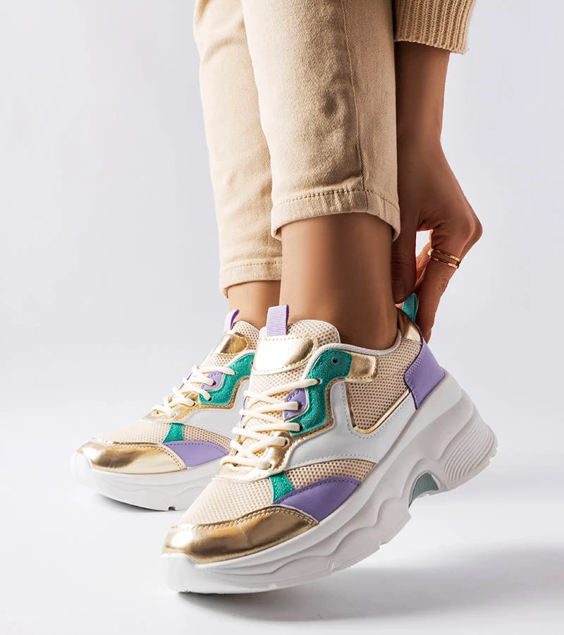 Biało-złote sneakersy damskie Séguin