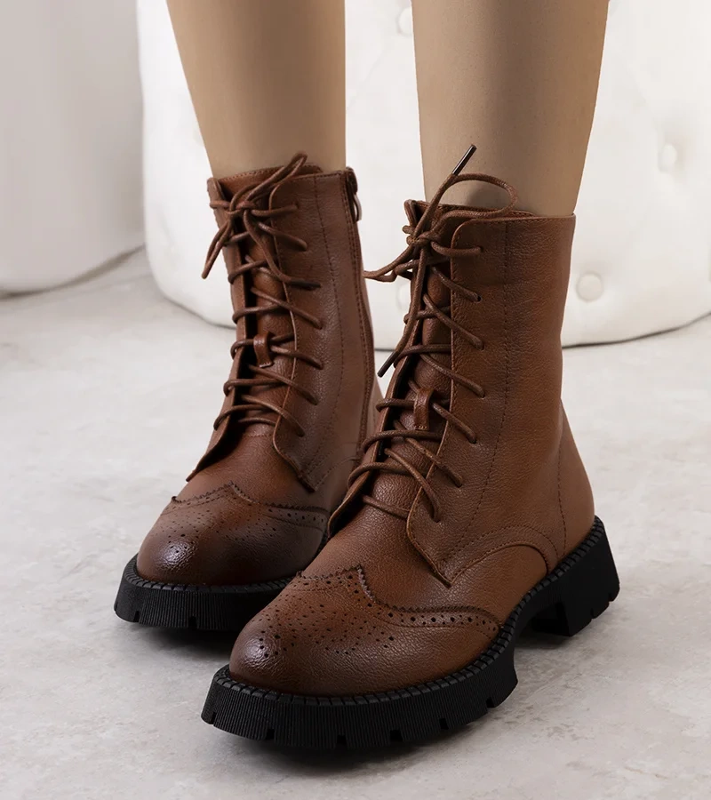 Brązowe traperki damskie Idalia