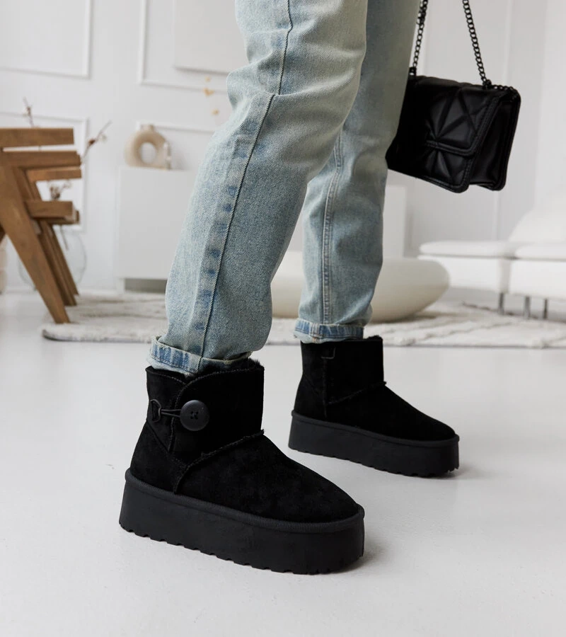 Czarne krótkie ocieplane śniegowce Casimiro