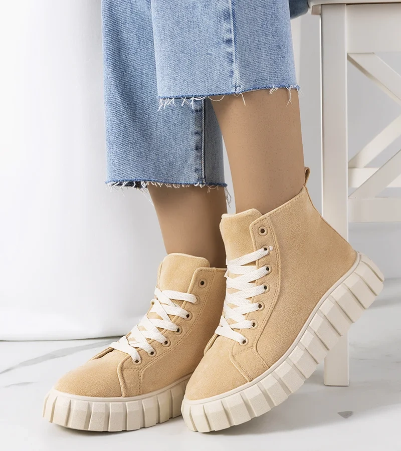 Beżowe trampki na platformie Christal