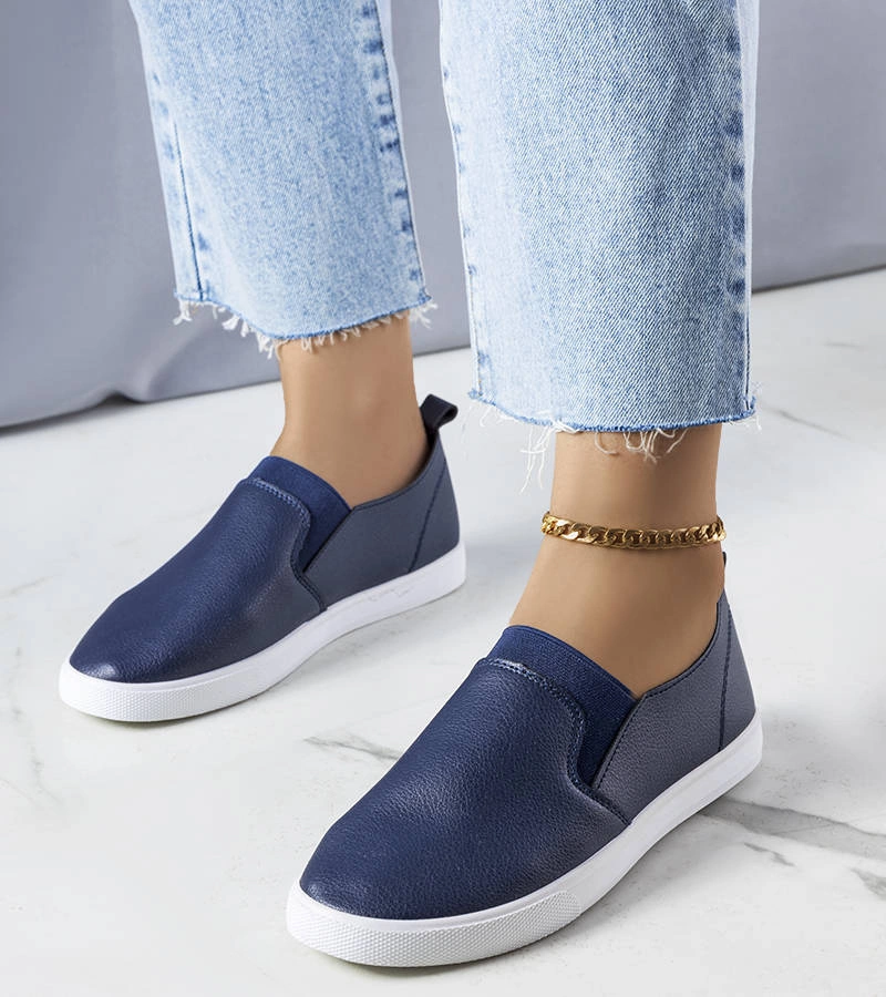 Granatowe tenisówki z eko-skóry Leroy