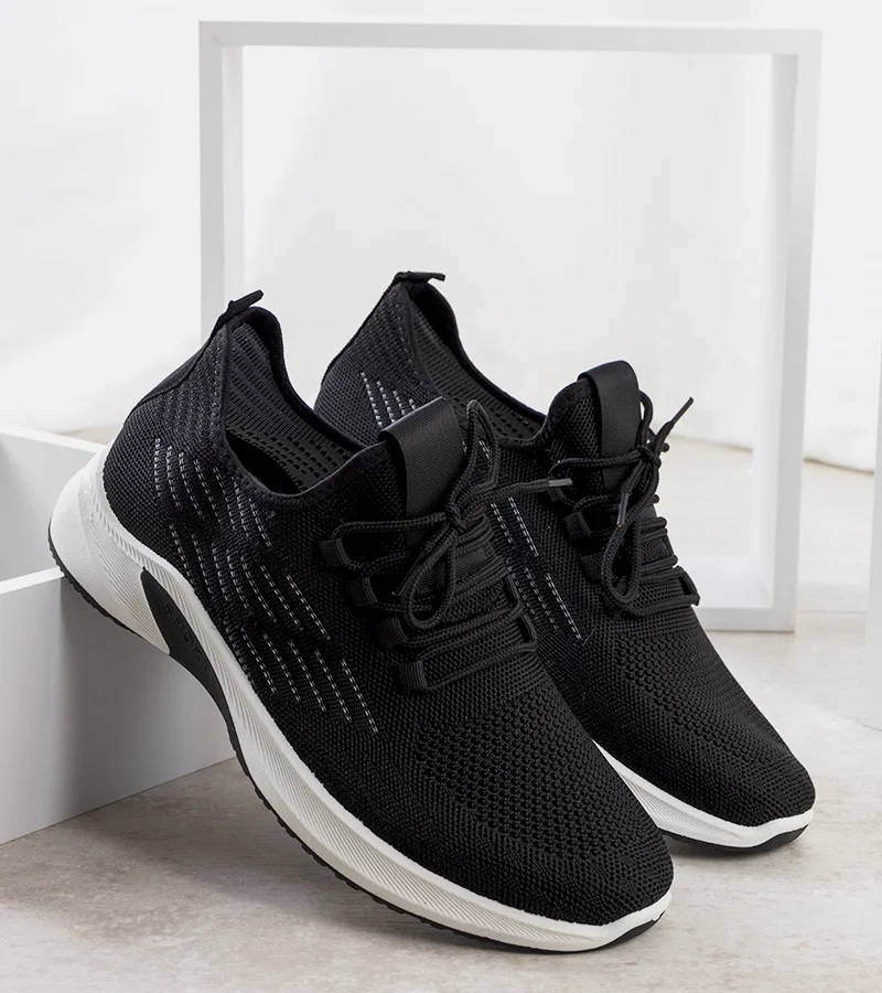 Czarno białe sneakersy sportowe Brownle