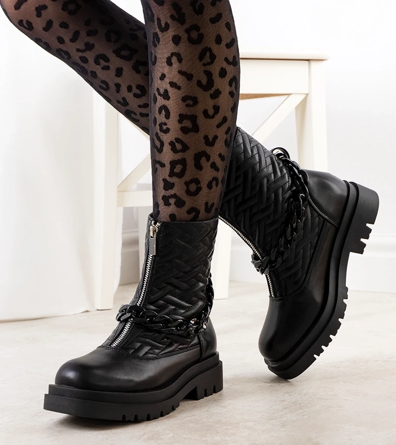 Czarne botki damskie Feira