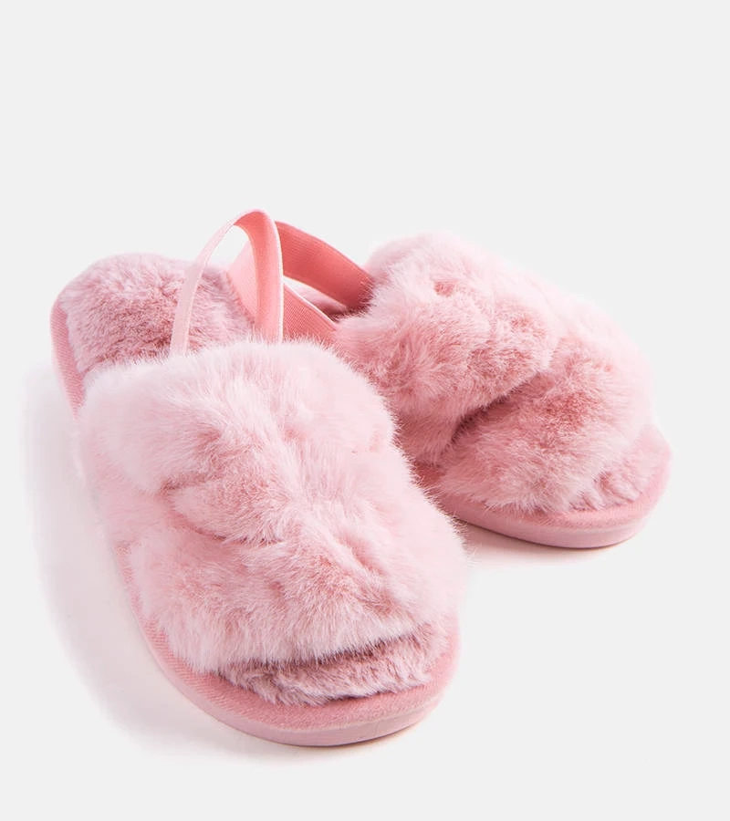 Różowe kapcie na gumkę Leilany