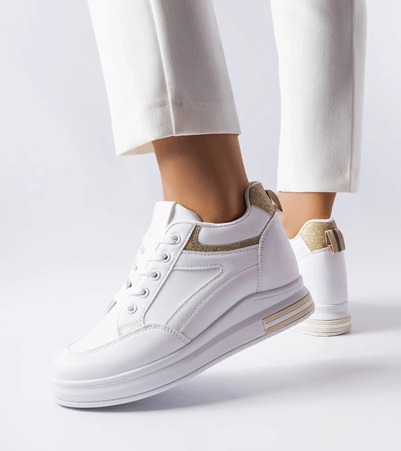 Białe sneakersy z brokatowymi wstawkami Bonevil