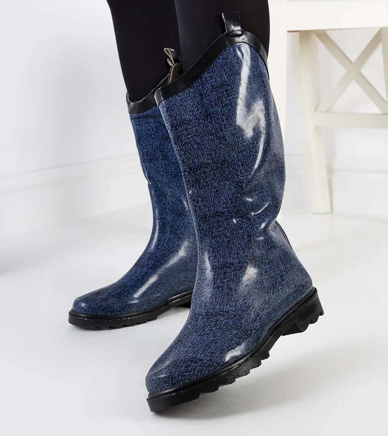 Niebieskie kalosze w jeansowym wzorze Isobel