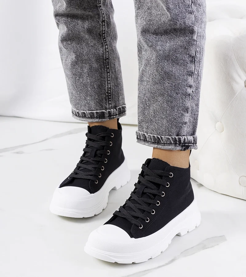 Czarne trampki za kostkę Saverio