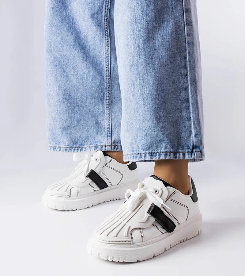 Biało-czarne sneakersy na platformie Binet