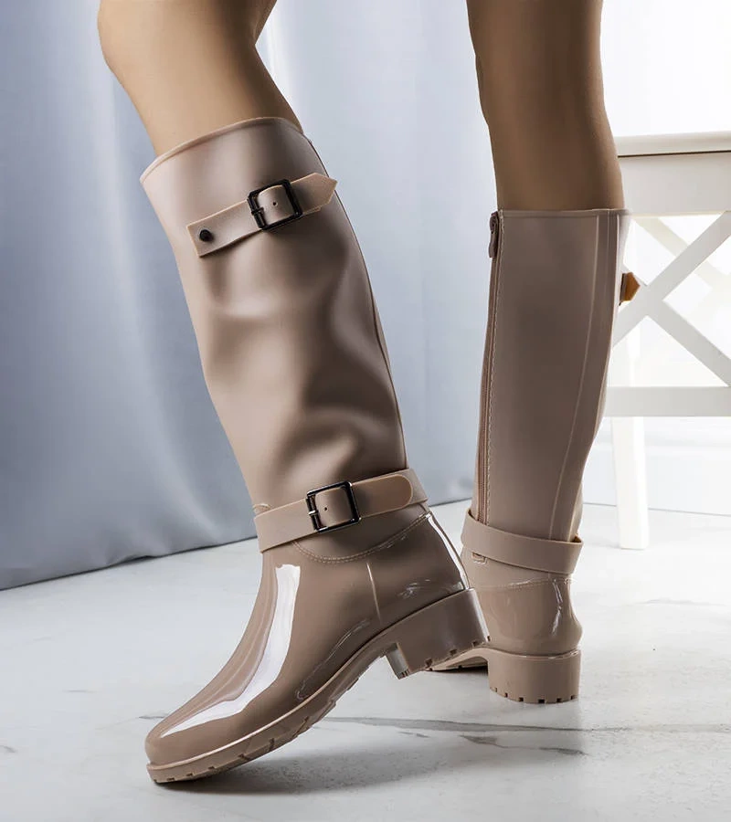 Beżowe wysokie kalosze Lahti