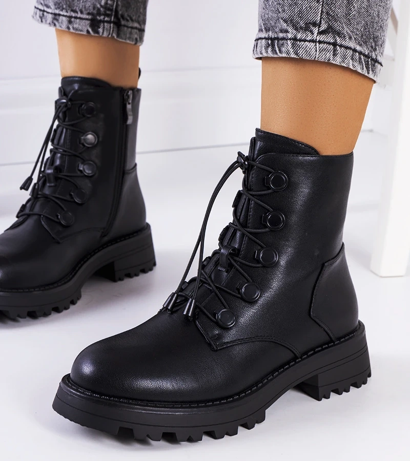 Czarne botki eko-skóra Cesterfield