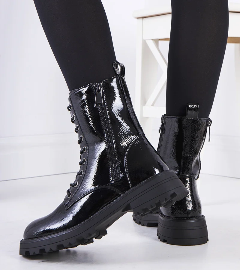 Czarne traperki eko-skóra Worcester