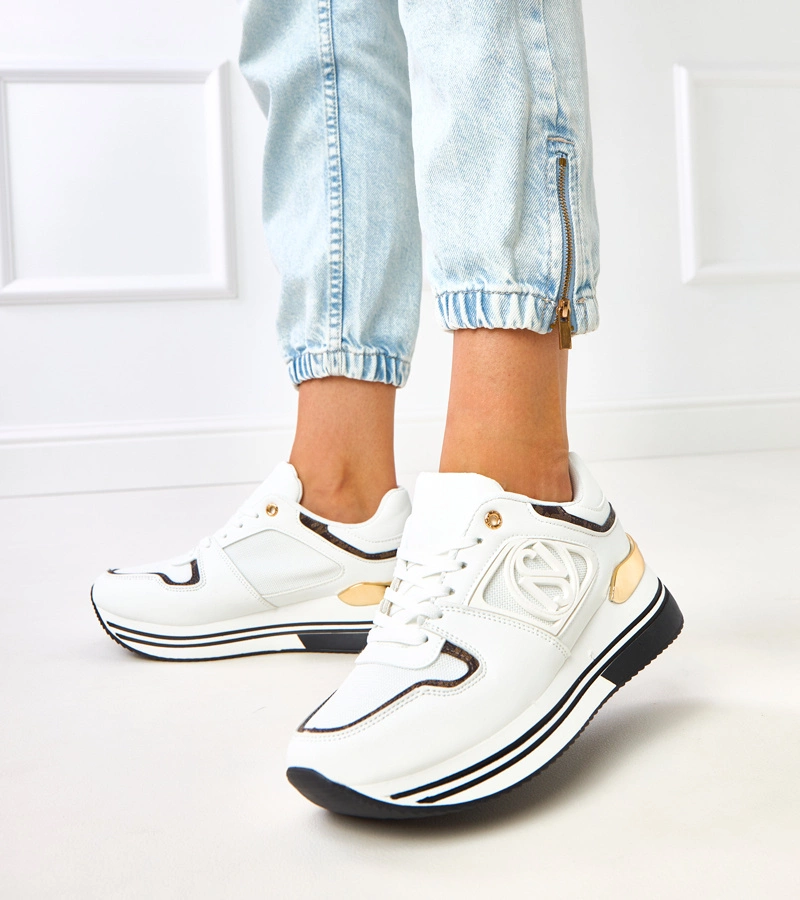 Biało-czarne sneakersy na platformie Matija