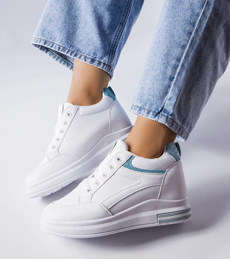Białe sneakersy z brokatowymi wstawkami Bonevil