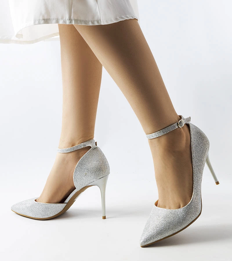 Srebrne brokatowe szpilki Nikolina