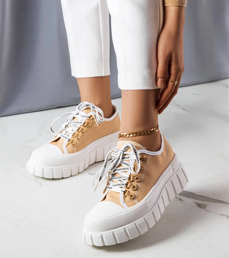 Beżowe trampki na platformie Toni