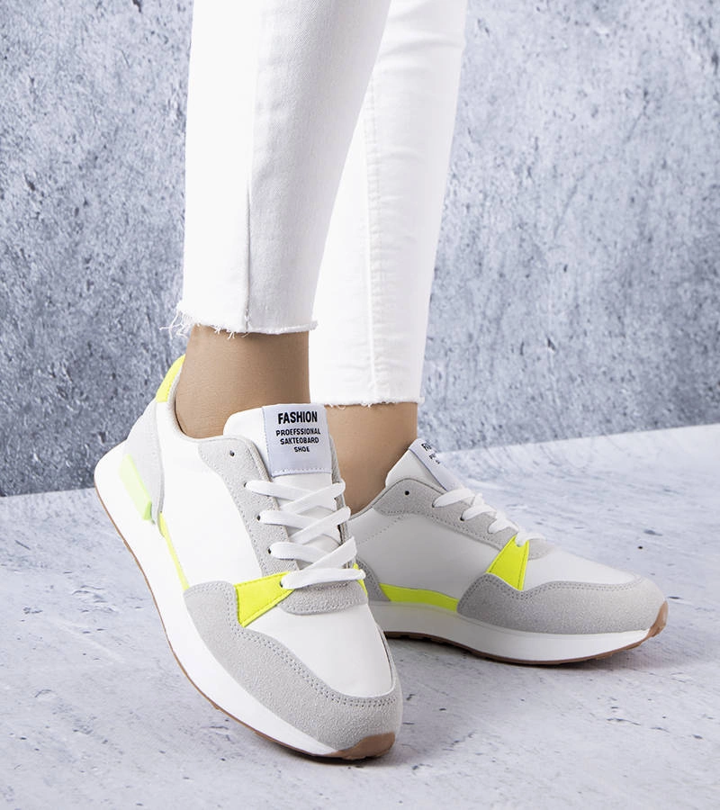 Białe sneakersy z neonowymi wstawkami Alita