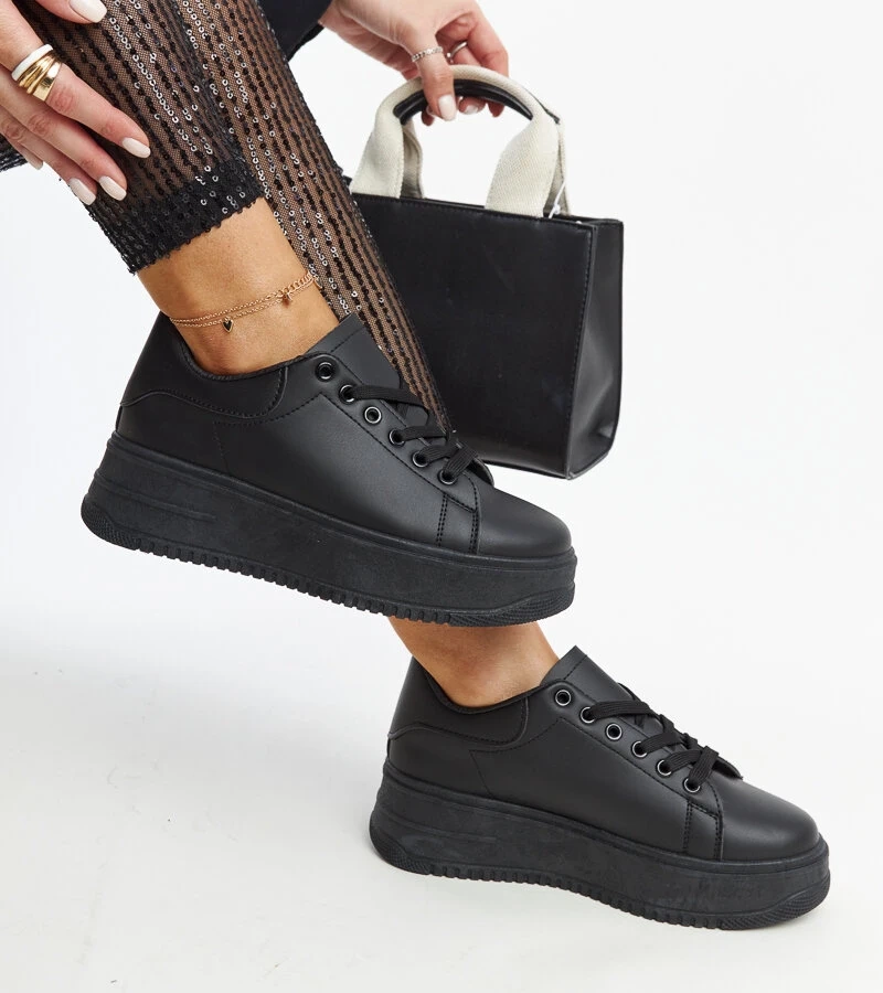 Czarne buty sportowe na platformie Ottavia