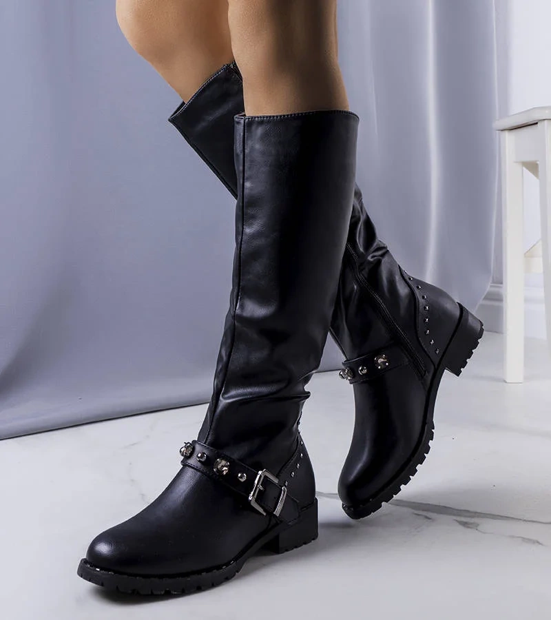 Czarne ocieplane kozaki Zigna