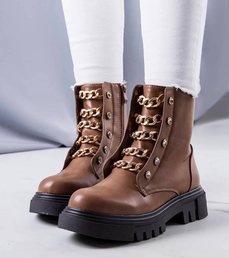 Brązowe botki ocieplane Perno