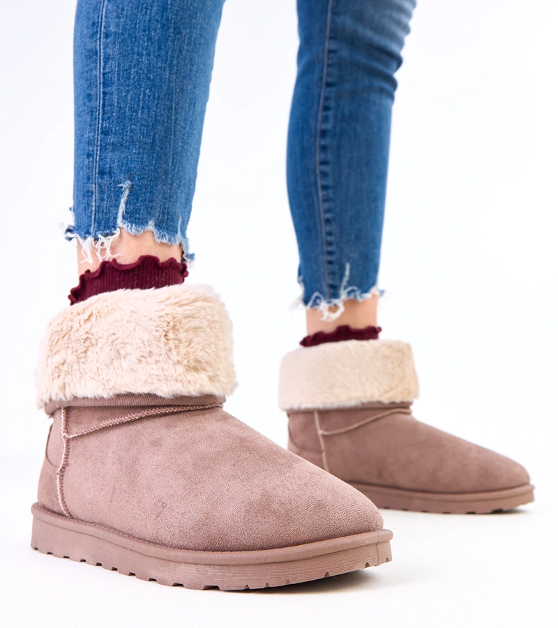 Brązowe śniegowce z futerkiem na platformie Meggi