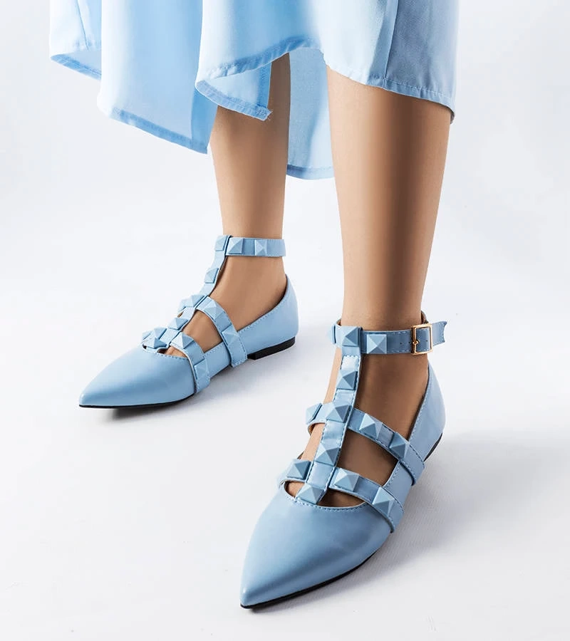 Niebieskie baleriny z efektownym zapięciem Blur