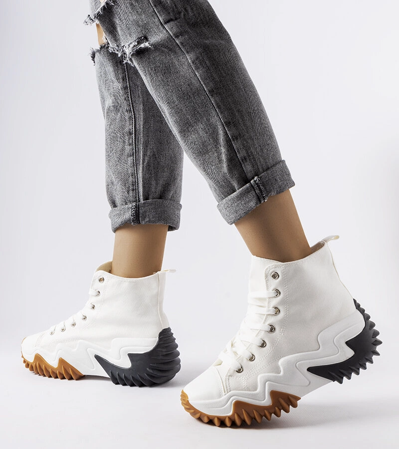 Białe sportowe trampki na grubej podeszwie Toro