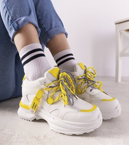 Biało żółte sneakersy z podwójnym wiązaniem One Chance